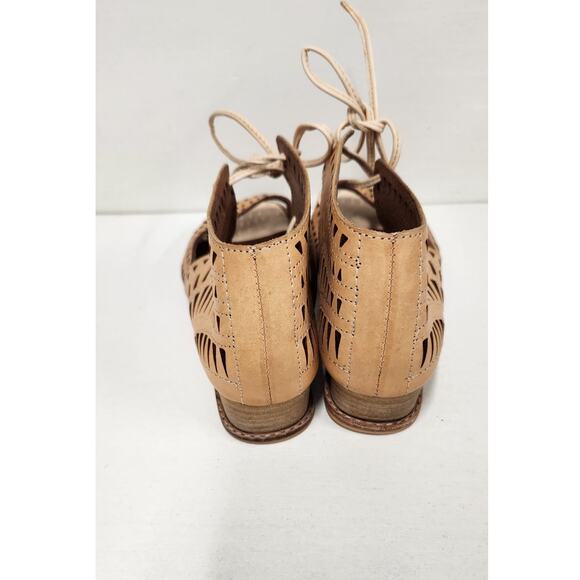 Jeffrey Campbell Rodillo Nude Low Heel Wedge Leather Sandals, Size 6-6.5 Boho - Picture 5 of 11